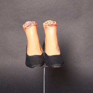 1960s Black Gold Trimmed Oomphies Flats Shoes